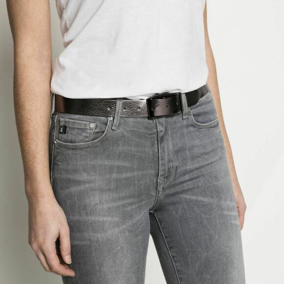 NEW WOMEN Birkenstock NWT Illinois Leather Belt SZ 30 inch metallic silvery gray main image 6